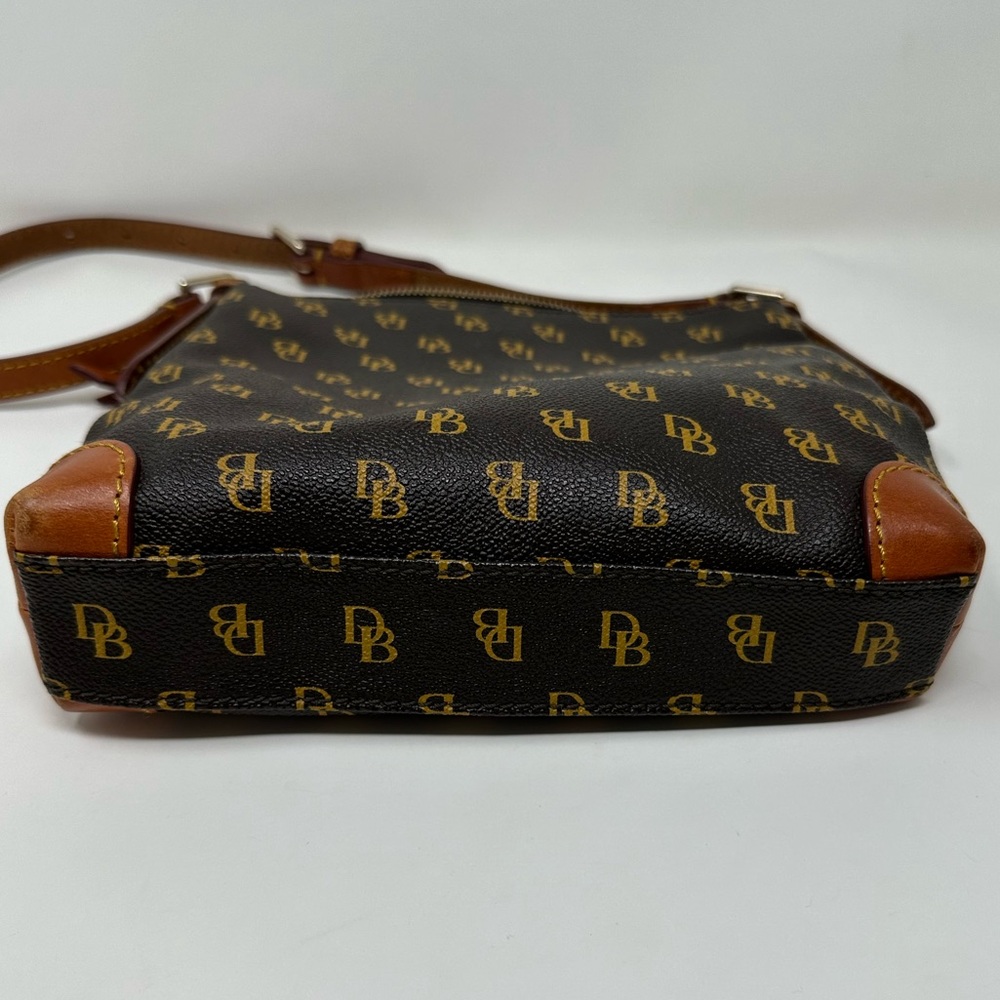 Dooney & Bourke brown Letter Carrier Logo Print Cross Body Bag Purse - Picture 7 of 13